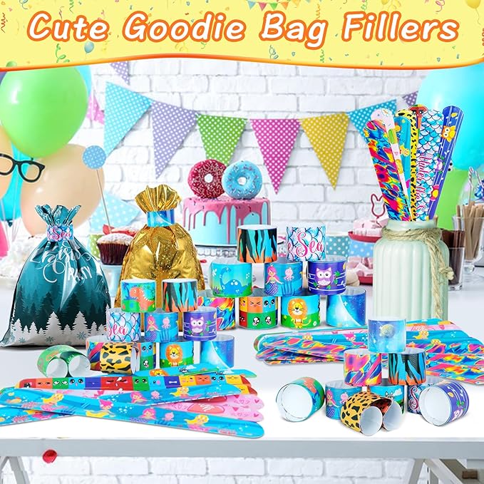 Slap Bracelets for Kids Party Favors 48Pcs Goodie Bag Stuffers Snap Bracelets Bulk Toys Wristbands Pinata Stuffer Xmas Halloween Easter Party Supplies Treasure Prize Box Toys for Kids Classroom Prizes