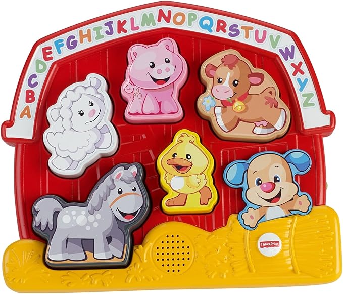 Fisher-Price Toddler Shape Sorting Toy Laugh & Learn Farm Animal Puzzle with Music & Sounds for Kids Ages 1+ Years