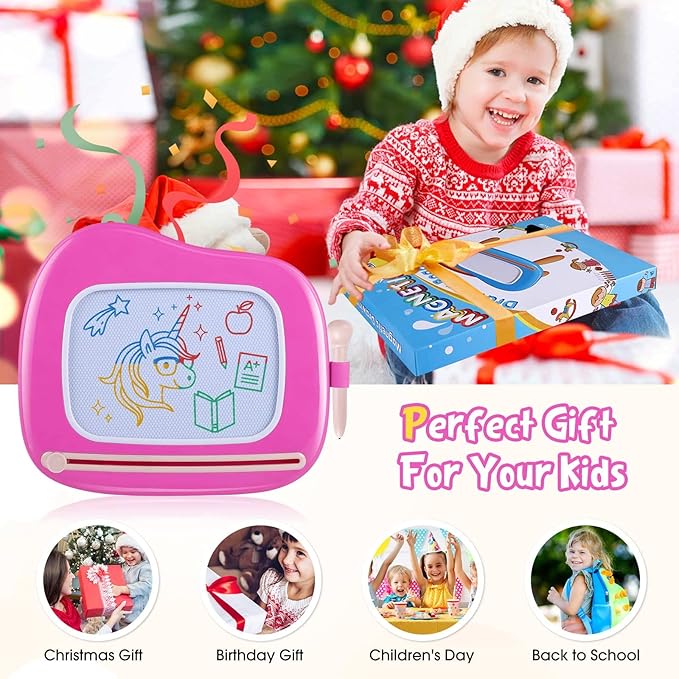 Smasiagon Toddler Girl Toys Age 1-2 Year Old Boys Girls, Magnetic Drawing Pad Doodle Board Educational Learning Toys for 1 2 3 Year Old Boys Girls Gifts Christmas Birthday Gifts (Pink)