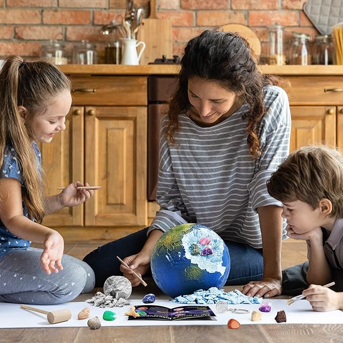 XXTOYS Solar System Gemstone Dig Kit - Dig Up 13 Gems, Rocks & Fossils - Space Toys Science Kits for Kids, Great Geology Gift for Boys & Girls 6-8 STEM Educational Toys