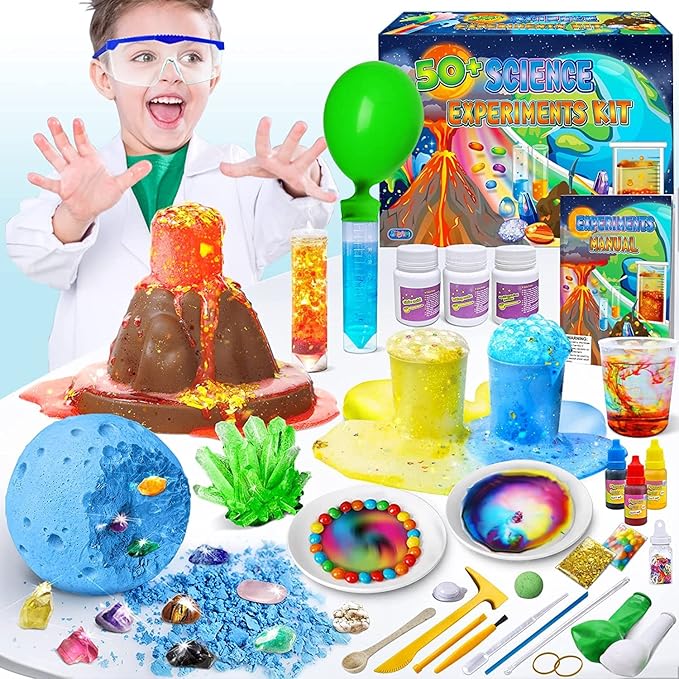 UNGLINGA 60+ Science Experiments Kits for Kids, Boys Girls Toys Gifts, Science Lab STEM Activities Educational Project with Chemistry Set, Erupting Volcano, Magic Colour