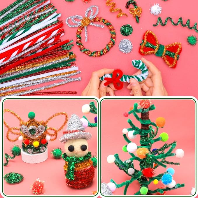180 pcs Christmas Pipe Cleaners, Pipe Cleaners Craft, Arts and Crafts, Crafts, Craft Supplies, Art Supplies (Christmas Mixed)…