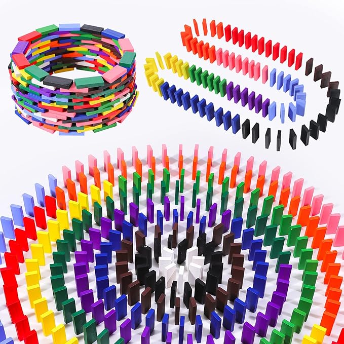 360 Piece Wooden Dominos Blocks Set,Dominoes Set for Kids,Domino Racing Toy Game,Colorful Dominos Tiles Domino Blocks Bulk,Dominoes Racing Tile Games,Kids Game Educational Play Toy for Birthday Party