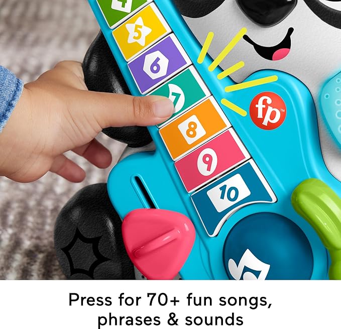 Fisher-Price Baby Learning Toy Link Squad Jam & Count Panda with Music & Lights for Ages 9+ Months, Compatible Only with Link Squad Items