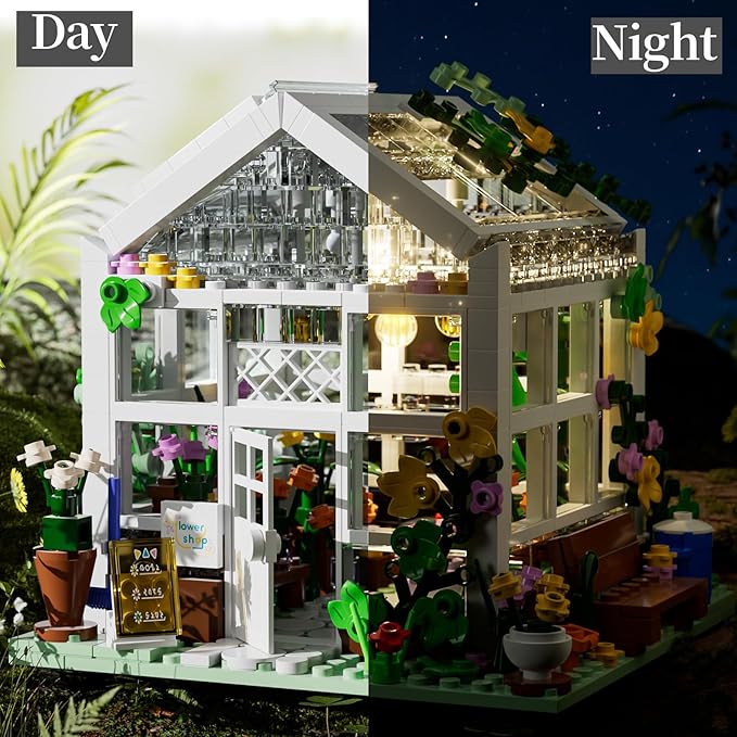 QLT White Flowers House Building Set, Compatible with Lego Flower Friends House Create Elegance and Warmth Environment, Greenhouse Building Toy, Nice Gift for Boys, Girls and Adult (639 Pcs)