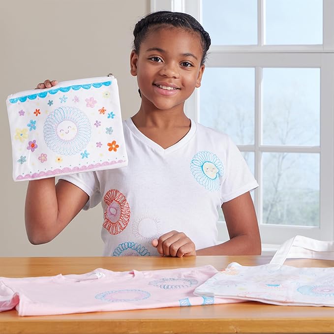 Spirograph Fabric Designer – Spiral Art You Can Wear, Arts and Crafts, Kids Toys, Art Supplies, Craft Supplies, Drawing Kit, Spiral Art, Classic Gear Design Kit, Fabric Pens, Ages 6+