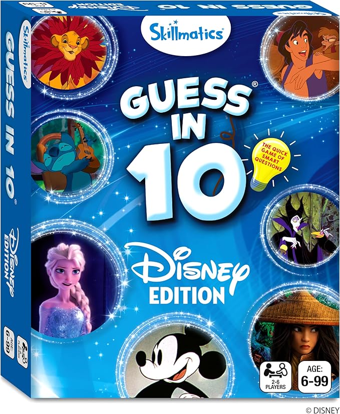 Skillmatics Card Game - Guess in 10 Disney, Perfect for Girls, Boys, Kids, Teens, Adults Who Love Board Games, Cinderella, Mickey Mouse, Moana, Valentine's Day Gifts for Ages 6, 7, 8, 9 and Up