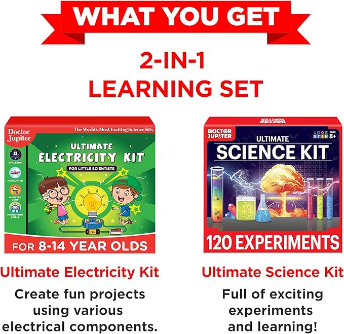 Doctor Jupiter Ultimate Science Gift Set of Science Kit, Electricity Kit for Kids Age 8-12 | Easter, Birthday Gifts for Boys & Girls of 8,9,10,11,12,13,14 Year Olds | STEM Learning & Education Toys