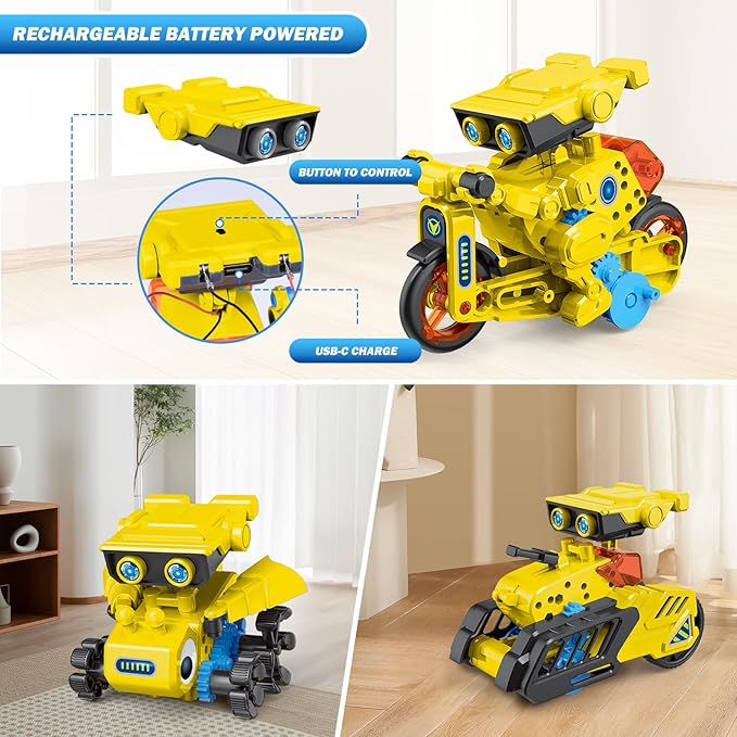 STEM Toys for Kids Age 8-13, 12-in-1 Robot Building Toys Science Kits with Rechargeable Battery, Christmas Birthday Gifts for 8 9 10 11 12 14 Year Old Boys Girls