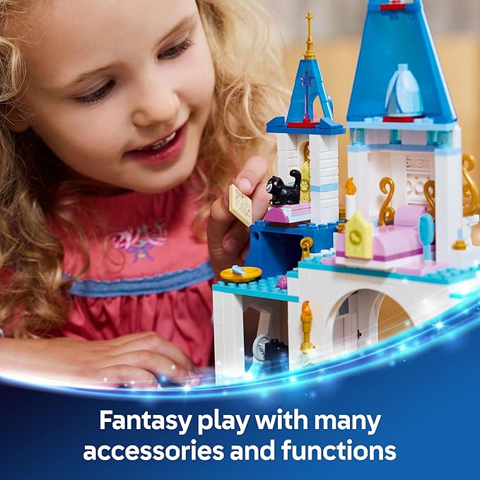 LEGO Disney Princess Cinderella's Castle & Horse Carriage Playset - Princess Castle Building Toy for Kids, Girls and Boys, Ages 6+ - with 2 Minidolls - Gift Idea for Birthdays - 43275