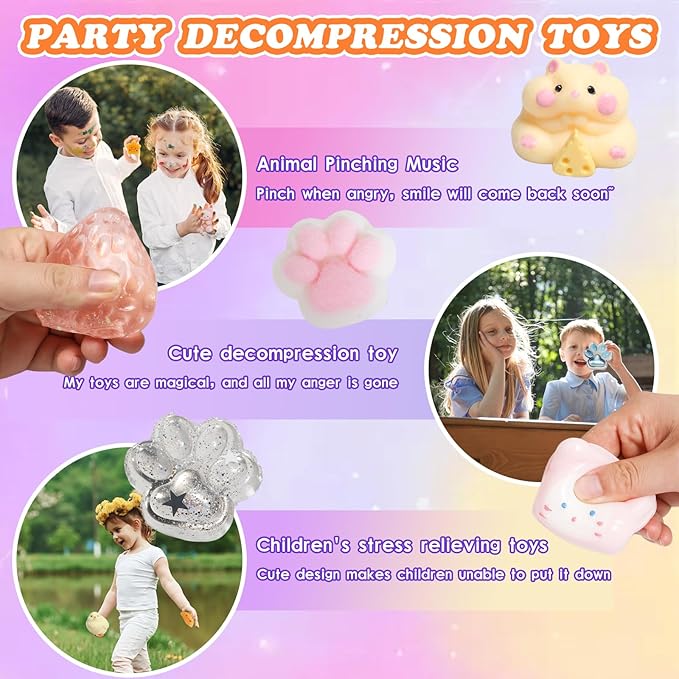 19pcs Squishy Pack,Fidget Toys Kit,Include taba Squishies Party Favors for Kids 4-8 8-12 Treasure Box Toys for Classroom Birthday Xmas Gifts for Girls Boys Goodie Bag Stocking Stuffers for Teens