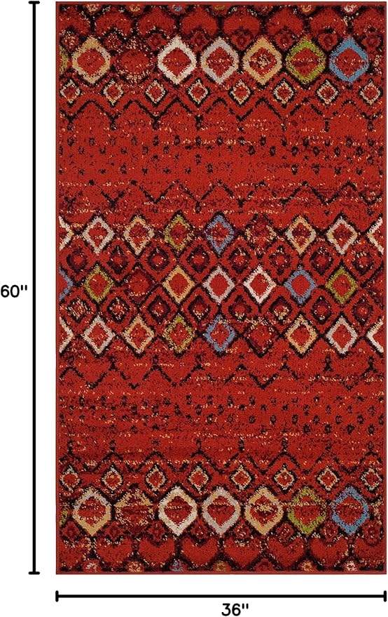 SAFAVIEH Amsterdam Collection Accent Rug - 3' x 5', Terracotta & Multi, Moroccan Boho Design, Non-Shedding & Easy Care, Ideal for High Traffic Areas in Entryway, Living Room, Bedroom (AMS108D)