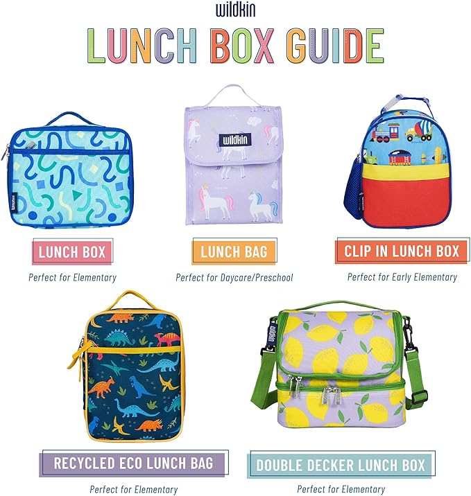 Wildkin Kids Insulated Lunch Box Bag for Boys & Girls, Reusable Kids Lunch Box is Perfect for Elementary, Ideal Size for Packing Hot or Cold Snacks for School & Travel Bento Bags (Wishbone)