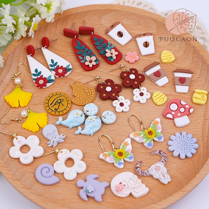 Puocaon Sea Polymer Clay Cutters - 9 Pcs Scallop Seashell Clay Cutters for Earrings, Sand Dollar Clay Earring Cutters, Anchor Shape Clay Cutters for Polymer Clay Jewelry, Coral Dolphin Clay Cutters