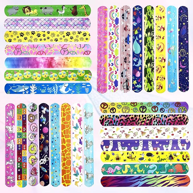 Viicoor Slap Bracelets for Kids 30 PCS Wristbands Snap Bracelet Bulk Gadget Gifts Prizes Students