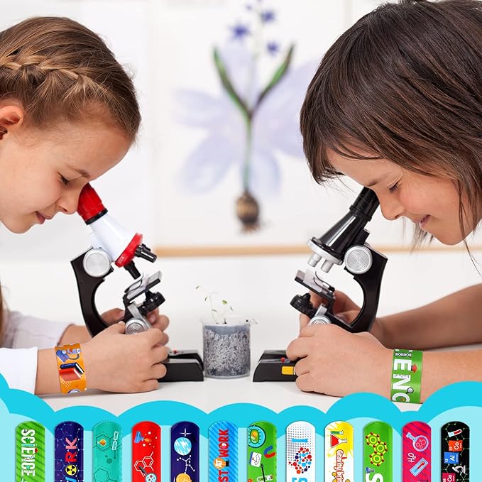 Marsui 48 Pcs Science Slap Bracelets Bulk Snap Bracelets for Science Party Favors Prizes Gifts Decorations Scientist Birthday Party Supplies, 24 Designs