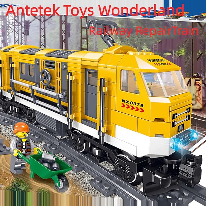 6IN1 City Freight Train Car Building Set, DIY Toys for Teens and Adults, Compatible with Lego 630 Building Accessory (City Repair Track Train)