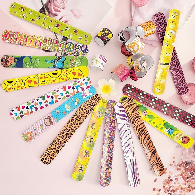 Viicoor 50PCS Slap Bracelets Color Snap Bracelet Wrisrtband for Party Favors Basket Bag Filler School Prizes Birthday Gifts Party Favors Bulk (11-Panther-50PCS)