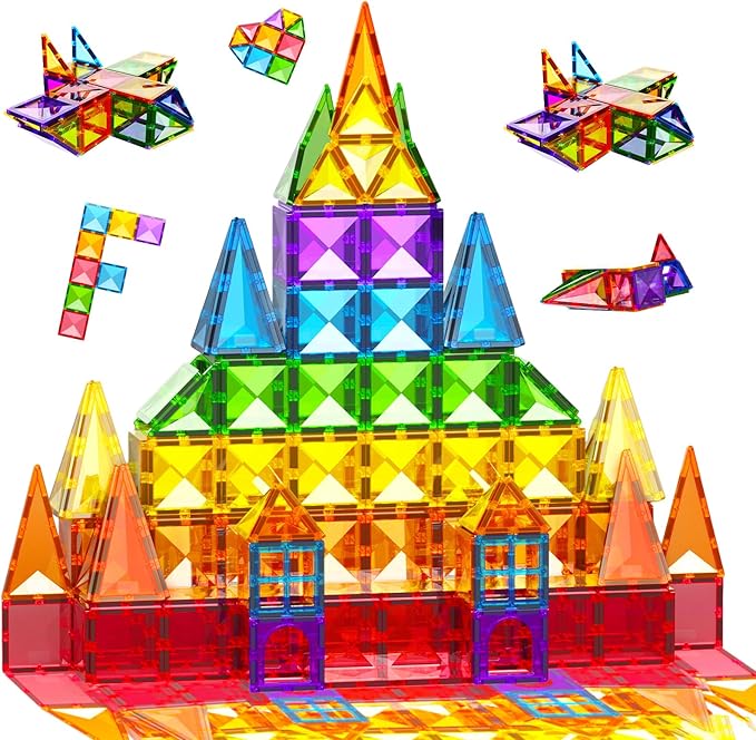Magnetic Tiles Toys for 3 4 5 6 7 8 Year Old Boy Girls Kids Beginner Set,Magnetic Building Blocks Learning Toys for Toddlers Age 2-4 3-5 4-5 5-6 6-8 Birthday Christmas Ideas (30PCS Colourful)