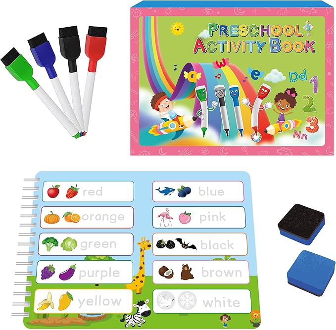 TIIANO Montessori Educational Toys for Toddlers - Preschool Learning Activities for 2-4 Year Olds, Dry Erase Marker Set with Kindergarten Workbooks, Preschool Classroom Must-Haves Recently