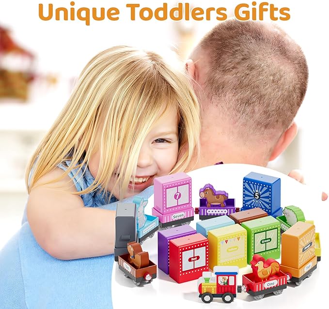 Wooden Animal Toy Train Set,Toddlers Toys for 1-3,Montessori Toys for Toddlers,Magnetic Train Toys,Preschool Educational Learning Toy,Sensory Toys for Kids,Ideal Gifts Boys, Girls