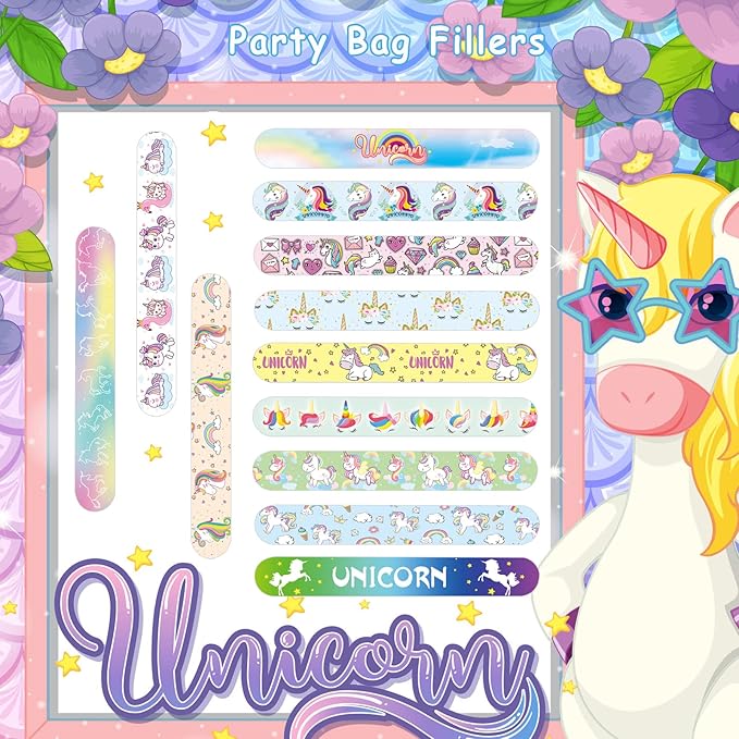 Viicoor Slap Bracelets 48PCS Unicorn Mermaids Snap Bracelet Wrisrtband for Party Favors Basket Bag Filler School Prizes Birthday Exchanging Gifts Bulk (19-Mermaids and Unicorns-48PCS)
