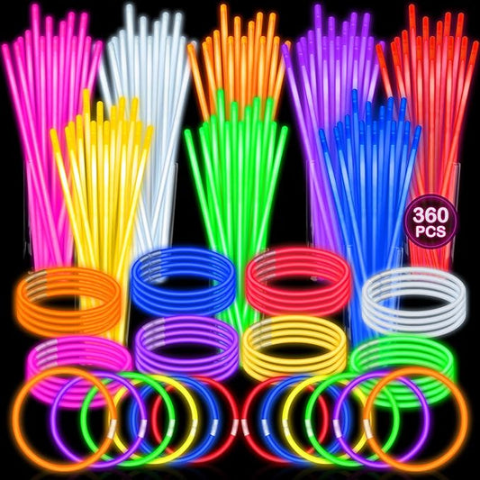 SpringFlower 360 PCS Glow Sticks Bulk Party Favors, 8" Glow in the Dark Party Supplies, Light Sticks for Party Favors Glow Necklaces and Bracelets for Kids or Adults