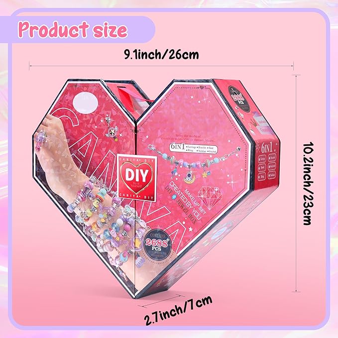 Woiworco Bracelet Making Kit, Love Design DIY Charm Bracelet Making Kit Jewelry Making Kit Jewelry Making Supplies DIY Jewelry Box Arts and Crafts Kits Birthday Gifts Valentine's Day Gift (Love)