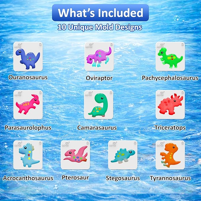 Kiditos Magic Water Elf Powder Refill 5 Packs+Dinosaurs Mold Set