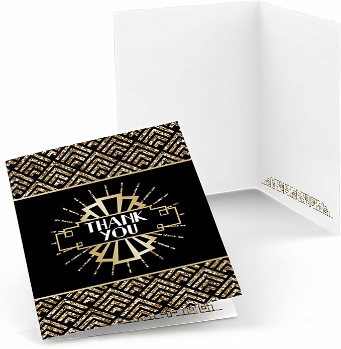 Big Dot of Happiness Roaring 20's - 1920s Art Deco Jazz Party Thank You Cards (8 count)