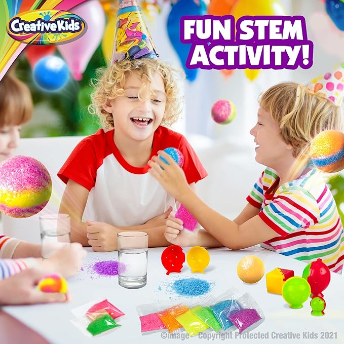 Creative Kids Magic Bouncy Balls - DIY STEM Toys - Science Kit for Kids - 25 Multicolor Bags & 5 Molds Makes Up to 43 Balls