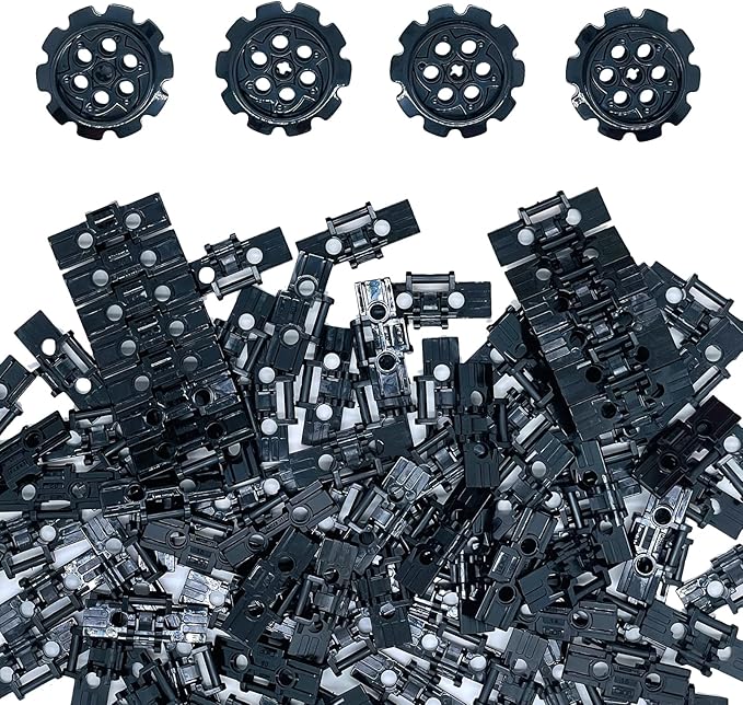108Pcs Technical Parts Tank Track Wheels Treads Chain Links Motorcycle Car Accessories Building Blocks Toys for 6-12 Years Old Boys Kids Gift Tight fit Major Brands