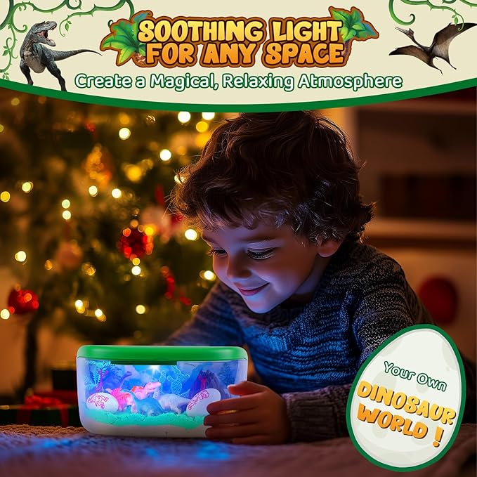 Dinosaur Terrarium Kit Gifts for Kids - DIY Night Light Up with Remote - Dinosaur Toys Arts and Crafts for Boys Fun Christmas Birthday Gifts for Ages 4 5 6 7 8 9 10 + Year Old Easter Dino Science Kits