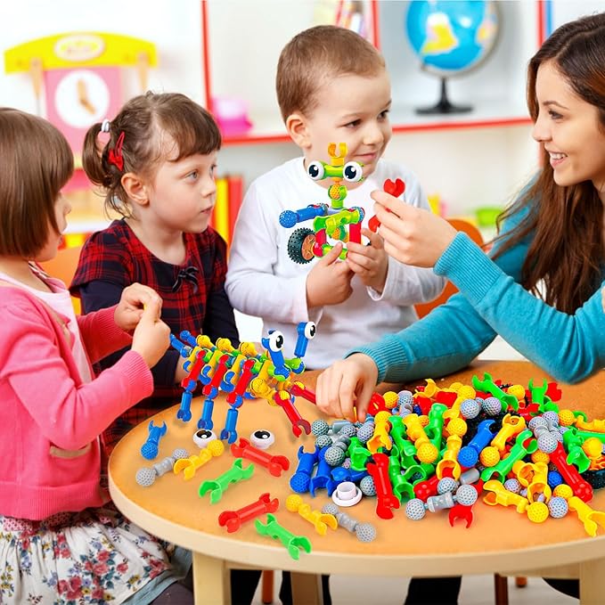 Kids STEM Building Toys for 3 4 5 6 7 8+ Year Old Boy Girl Birthday Gift, 186 Pcs Preschool Classroom Learning Activities Fine Motor Skills Building Blocks Ages 4-8 6-8 8-12 Engineering Creative Game