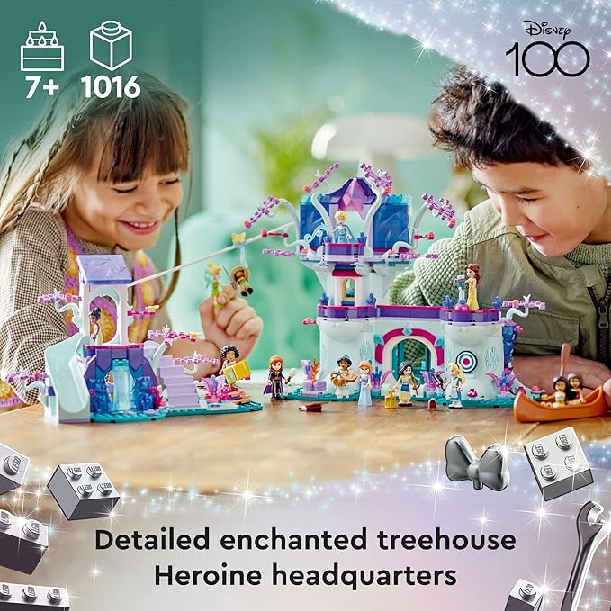 LEGO Disney The Enchanted Treehouse Buildable 2-Level Tree House with 13 Princess Mini-Dolls Including Jasmine, Elsa and Moana, Disney Classic Celebration Gift for Disney Princess Fans Ages 7+, 43215