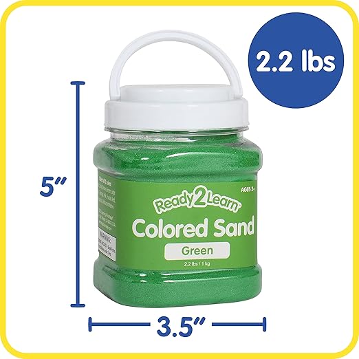 READY 2 LEARN Colored Sand | Green | 2.2 lbs | Play Sand for Kids | Perfect for Arts and Crafts and Sensory Bins