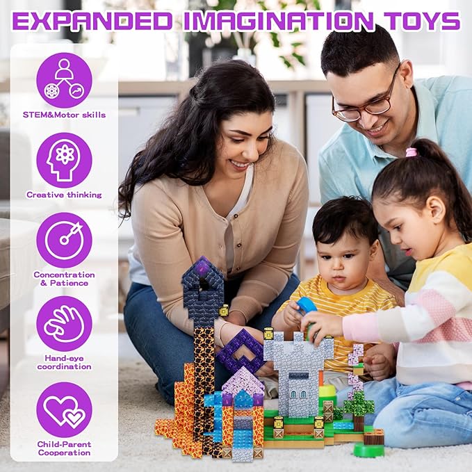 Magnetic Blocks-120 PCS 1 inch Build Happy Castle Magnetic Tiles,Magnet Building Cube Game for Kids Age 3 4 5 6 7 8 9 10, Magnet Tile Toy for Halloween STEM Sensory Toys for Girl Boys