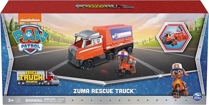 Paw Patrol, Big Truck Pup’s Zuma Transforming Toy Trucks with Collectible Action Figure, Kids Toys for Ages 3 and up