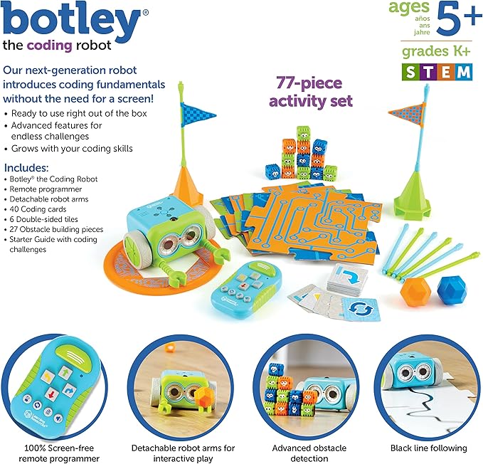 Learning Resources Botley The Coding Robot Activity Set - 77 Pieces, Ages 5+, Screen-Free Coding Robots for Kids, STEM Toys for Kids, Programming for Kids