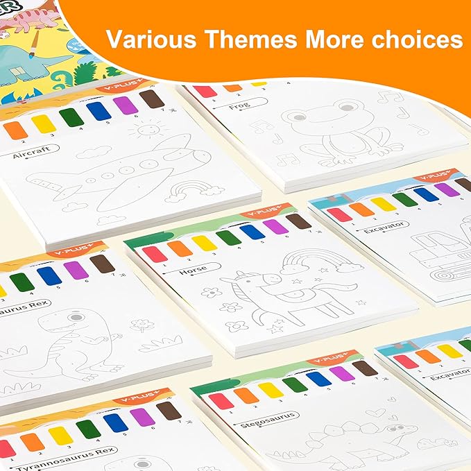 YPLUS Paint with Water Books for Toddlers, Art Craft Toys Watercolor Painting Paper for Kids Gift for Drawing with Brush - 5 Themes