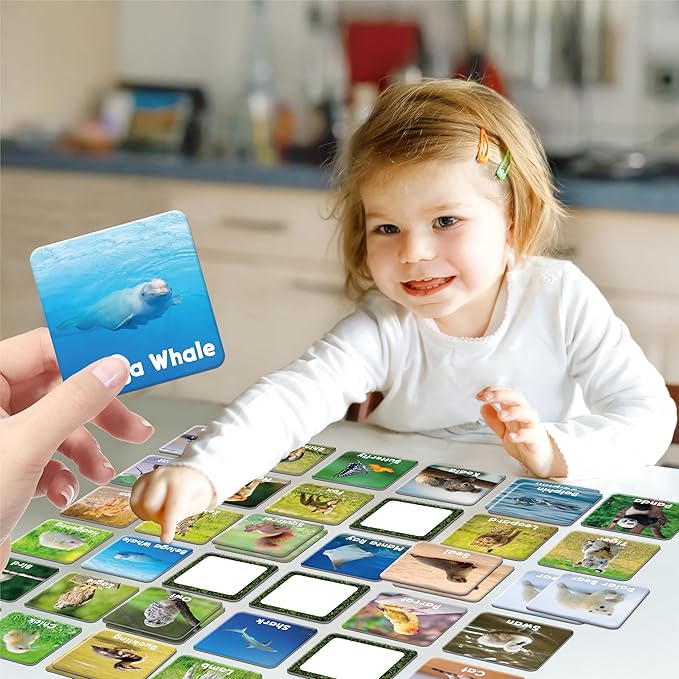 Hebayy 72 PCS Memory Matching Game, Animal Baby Matching Cards for Toddlers 36 Pairs Memory Cards for Preschool 4 5 6 Years Old
