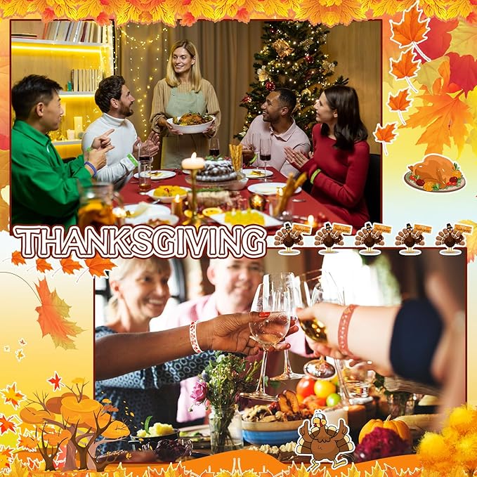 Wettarn 60 Pcs Fall Party Favors Bracelets Thanksgiving Silicone Wristbands Autumn Harvest Pumpkin Maple Leaf Bracelets for Party Supplies Festival Prizes Gifts