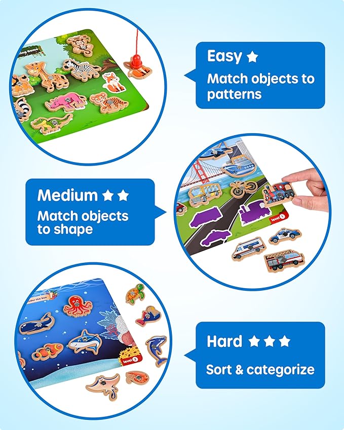 SYNARRY 89 Pcs Wooden Magnetic Sight Word Fishing Game Preschool Activity, Memory Sorting Matching Game for 3 4 5 Years Old Learning Flashcards, Montessori Educational Toys Gifts for Kids Ages 3-5 4-6