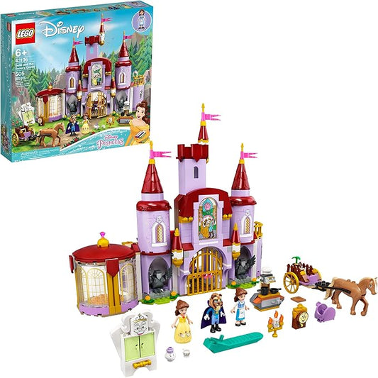 LEGO Disney Belle and The Beast’s Castle Building Toy 43196 Pretend Play Building Kit from The Beauty and The Beast Movie with Horse Toy, Disney Princess & Prince Mini-Doll Figures, Plus Accessories