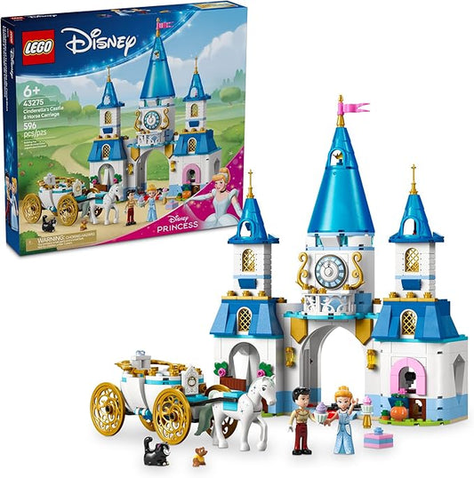 LEGO Disney Princess Cinderella's Castle & Horse Carriage Playset - Princess Castle Building Toy for Kids, Girls and Boys, Ages 6+ - with 2 Minidolls - Gift Idea for Birthdays - 43275