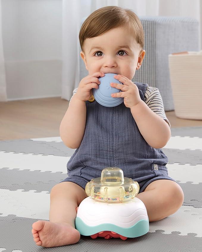 Skip Hop Baby Crab Crawl Toy Stack & Crawl 4-in-1 Sensory Development Infant Tummy Time Toy with Lights Sounds and Music Age 5m+