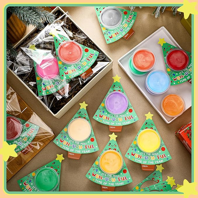 Tioncy 24 Pack Christmas Air Dry Clay Kit Gifts for Kids Christmas Goodie Bag Stuffers Christmas Classroom Prizes Bulk Christmas Stocking Stuffers Modeling Clay Kids Art Crafts Gift for Xmas