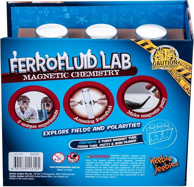 Ferrofluid Lab Magnetic Chemistry by Heebie Jeebies- 5 Experiments for Kids Ages 8+- Educational Science Project STEM Learning Unique Activities for Boys and Girls- Ideal Gift for Students