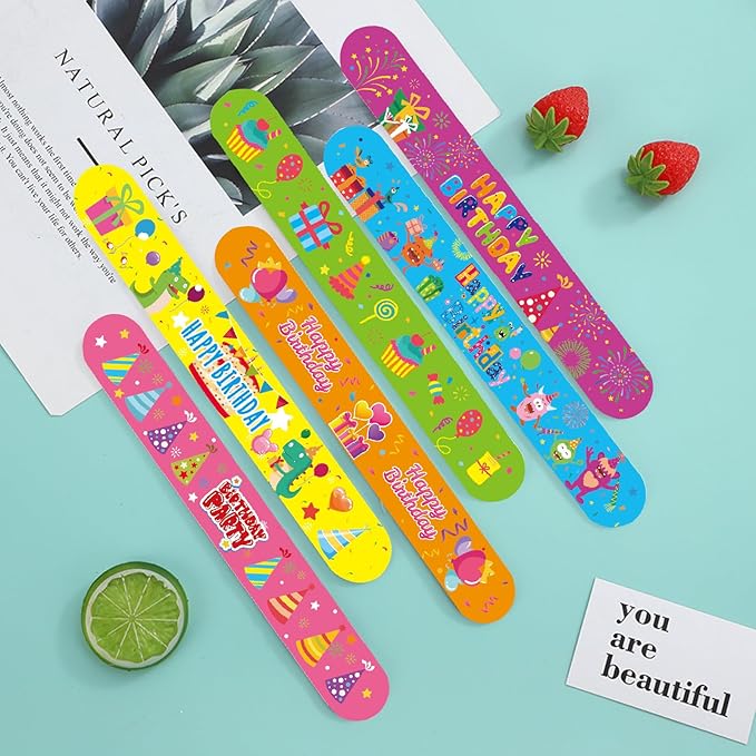 Viicoor Birthday 48PCS Slap Bracelets Snap Bracelet Wrisrtband for Party Favors Basket Bag Filler School Prizes Exchanging Gifts