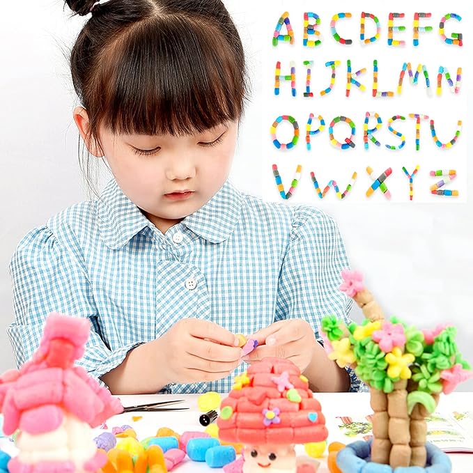 Arts and Crafts for Kids - Magic Foam Corn Craft Kit, STEM Building Model Toys, Bulk Crafts Supplies Kits, Kindergarten Preschool School Crafts Set for Toddler Ages 3 4 5 6 7 8 9 10 11 12 (500pcs)